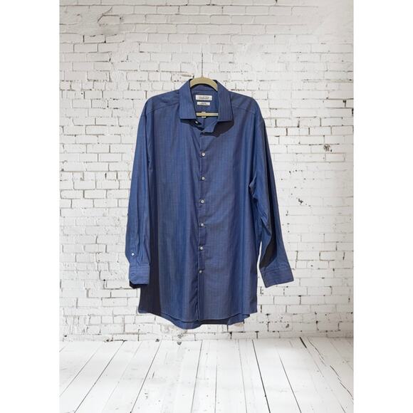 Collections By Michael Strahan Blue Long Sleeve Men's Shirt Size 18 34/35 - Picture 1 of 6